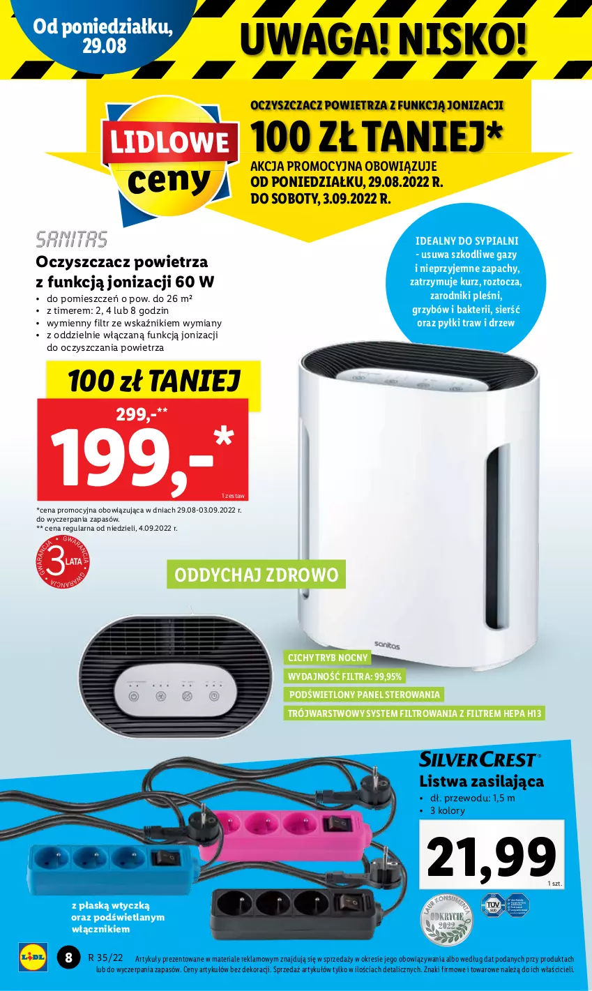 Gazetka promocyjna Lidl - GAZETKA - ważna 29.08 do 03.09.2022 - strona 8 - produkty: Listwa, Oczyszczacz powietrza, Waga