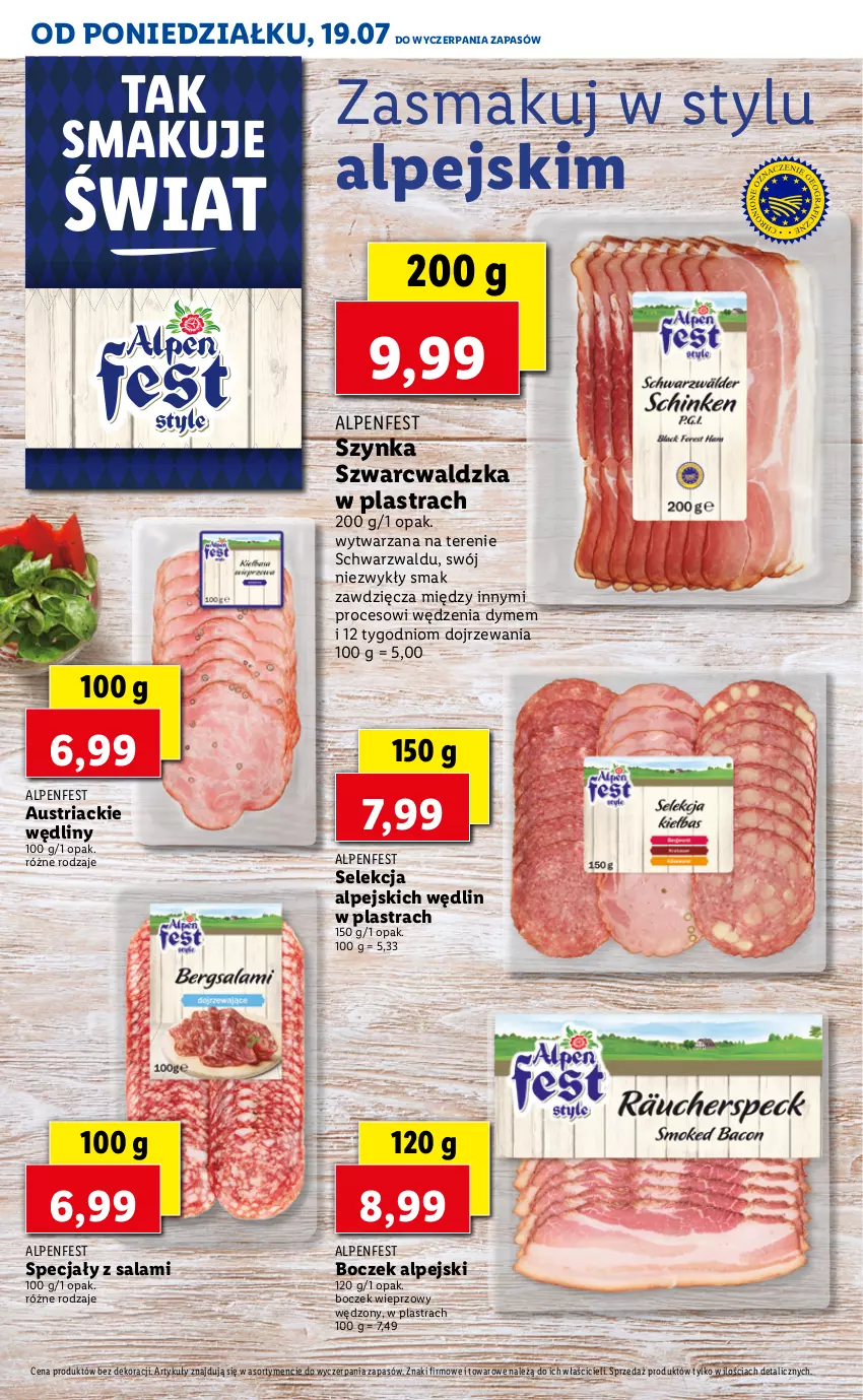 Gazetka promocyjna Lidl - TYDZIEŃ W STYLU ALPEJSKIM - ważna 19.07 do 23.07.2021 - strona 2 - produkty: Boczek, Boczek wieprzowy, Salami, Szynka