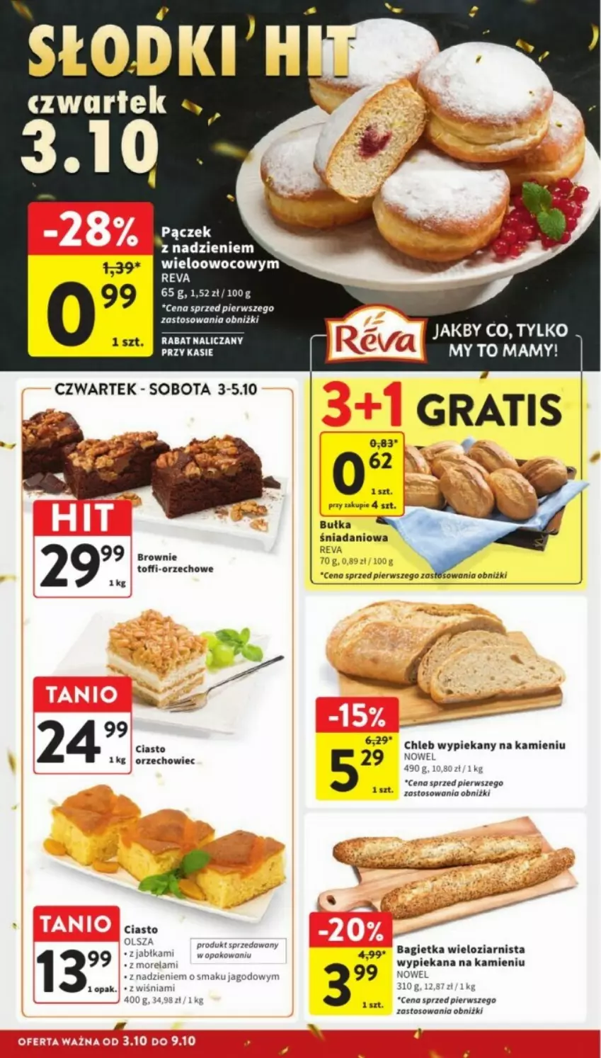 Gazetka promocyjna Intermarche - ważna 07.10 do 09.10.2024 - strona 20 - produkty: Bagietka, Brownie, Bułka, Chleb, Danio, Gra, Jabłka, Morela, Pączek