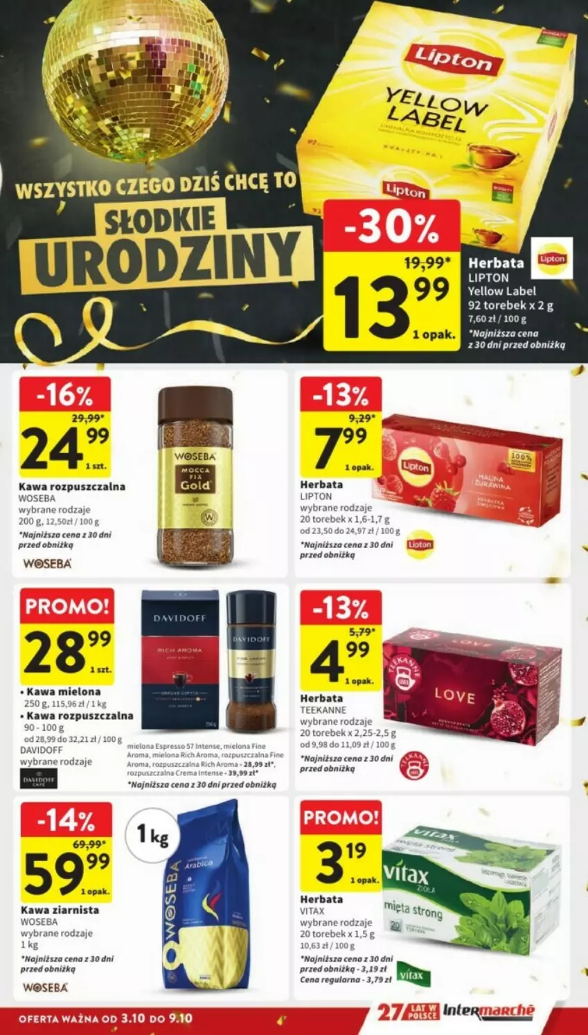 Gazetka promocyjna Intermarche - ważna 07.10 do 09.10.2024 - strona 21 - produkty: Davidoff, Herbata, Kawa, Kawa mielona, Kawa rozpuszczalna, Kawa ziarnista, Lipton, Mięta, Teekanne, Vitax, Woseba