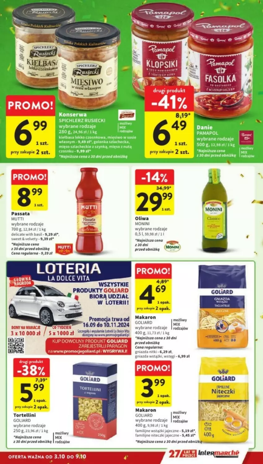 Gazetka promocyjna Intermarche - ważna 07.10 do 09.10.2024 - strona 28 - produkty: Fa, Goliard, Gry, Makaron, Monini, Oliwa, Velvet