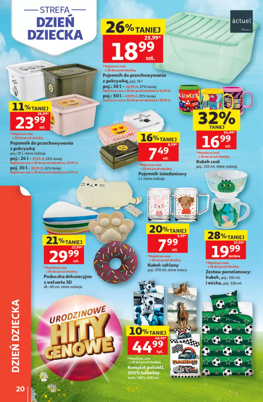 Gazetka promocyjna Auchan - 30 Lat Hipermarket - ważna 21.05 do 27.05.2026 - strona 20 - produkty: Danio, Fa, Kubek, Miska, Poduszka, Poduszka dekoracyjna, Pojemnik, Pojemnik do przechowywania, Por