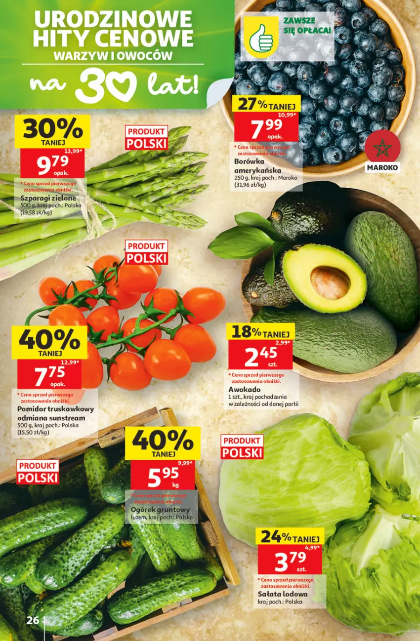Gazetka promocyjna Auchan - 30 Lat Hipermarket - ważna 21.05 do 27.05.2026 - strona 26 - produkty: Borówka, Borówka amerykańska, Sałat, Sałata lodowa