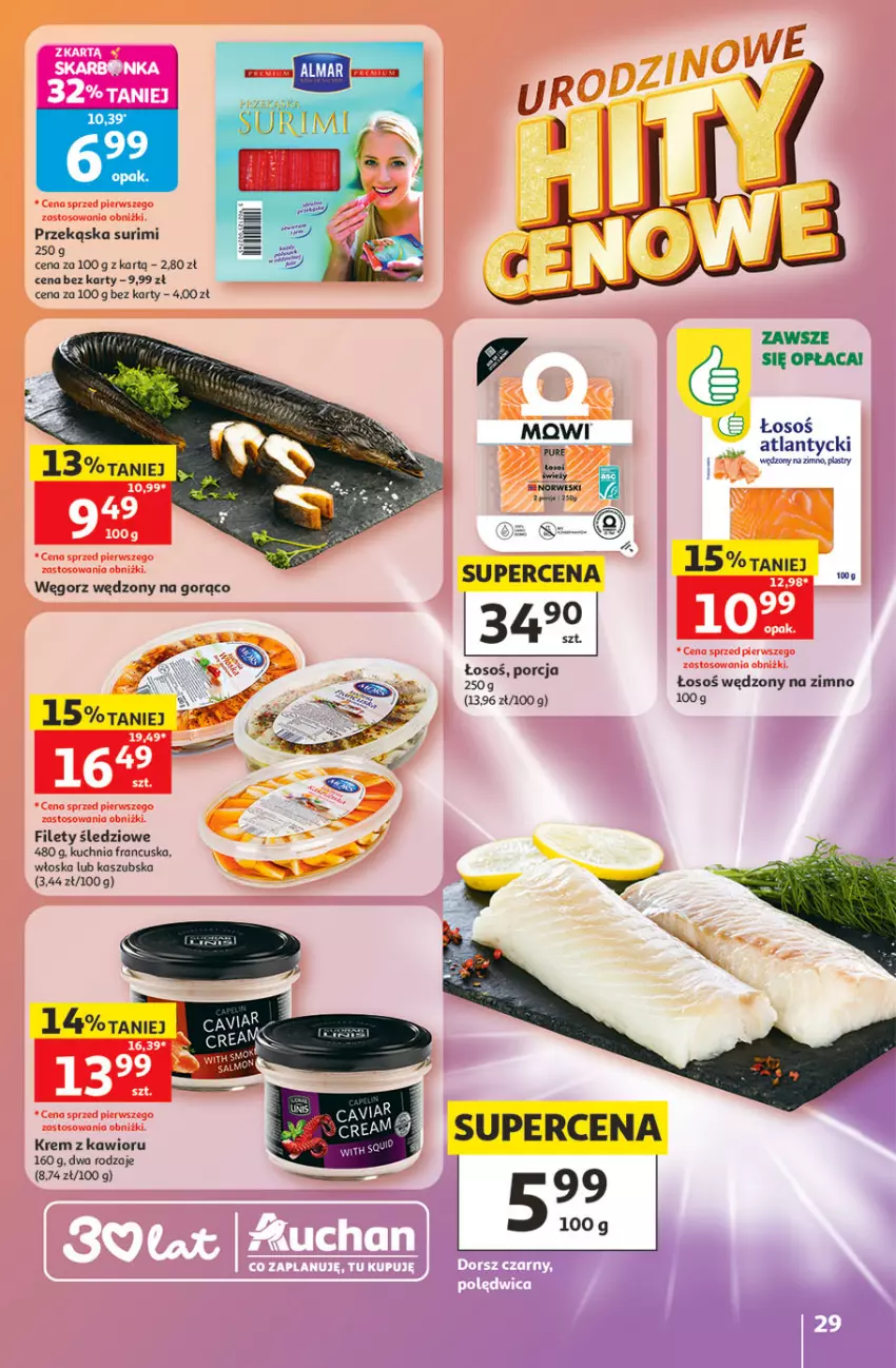Gazetka promocyjna Auchan - 30 Lat Hipermarket - ważna 21.05 do 27.05.2026 - strona 29 - produkty: Kawior, Kuchnia, Por, Pur, Surimi