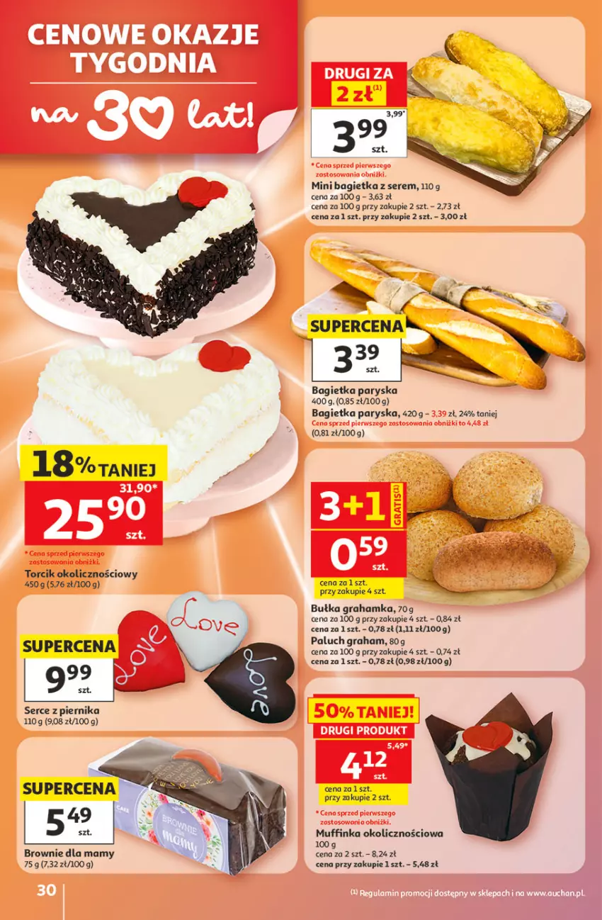 Gazetka promocyjna Auchan - 30 Lat Hipermarket - ważna 21.05 do 27.05.2026 - strona 30 - produkty: Bagietka, Brownie, Bułka, Bułka grahamka, Gra, Inka, Piernik, Ser