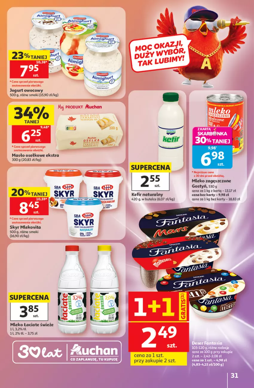 Gazetka promocyjna Auchan - 30 Lat Hipermarket - ważna 21.05 do 27.05.2026 - strona 31 - produkty: Jogurt, Jogurt owocowy, Kefir, Kefir naturalny, Masło, Mleko, Mleko zagęszczone, Mlekovita, Moda