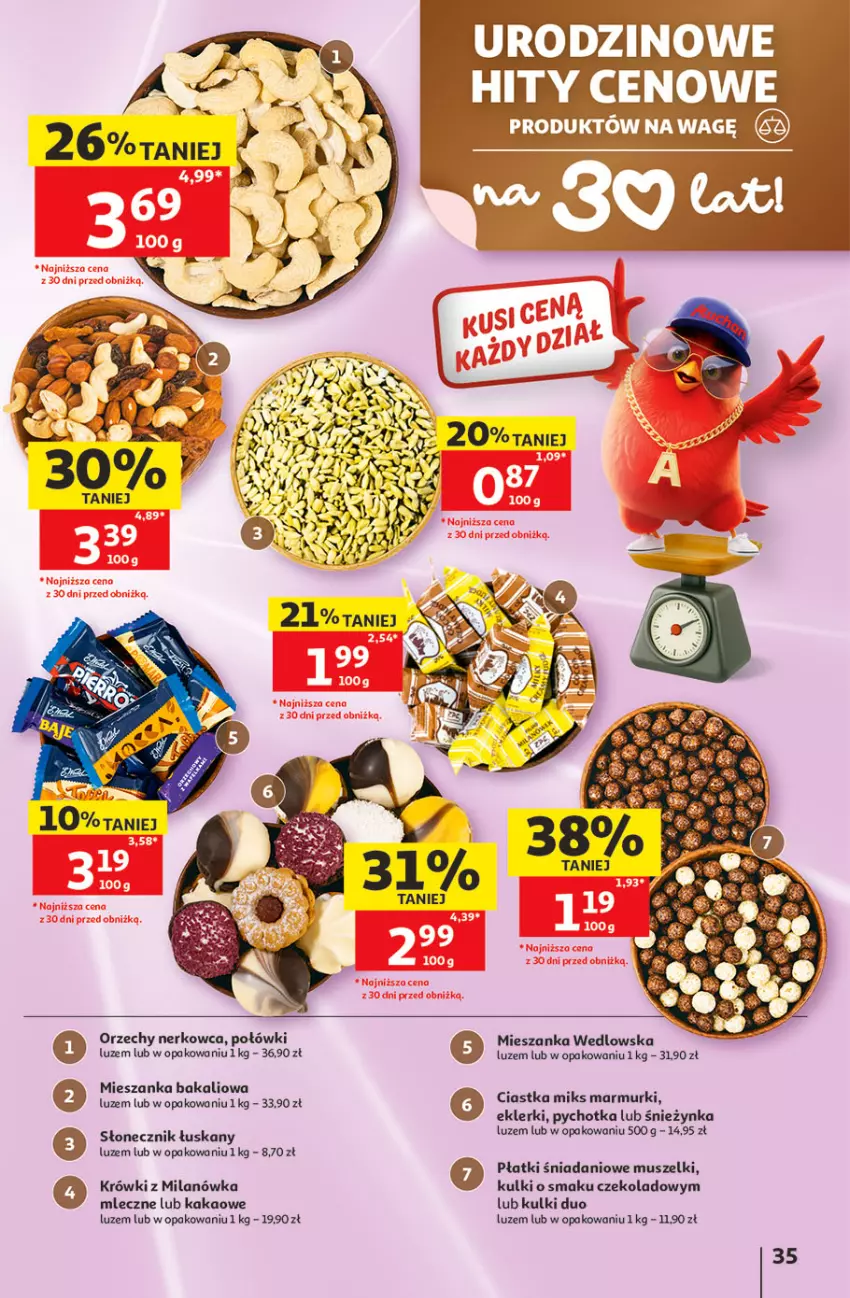 Gazetka promocyjna Auchan - 30 Lat Hipermarket - ważna 21.05 do 27.05.2026 - strona 35 - produkty: Ciastka, Danio, Kakao, Mieszanka bakaliowa, Mieszanka wedlowska, Mus