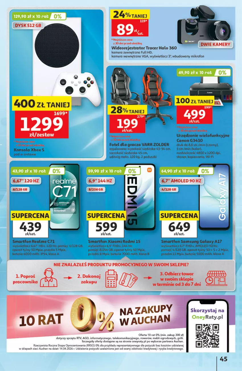 Gazetka promocyjna Auchan - 30 Lat Hipermarket - ważna 21.05 do 27.05.2026 - strona 45 - produkty: Acer, Amol, Bateria, Canon, Dźwig, Fotel, Gala, Gra, Grill, Halo, Kamera, Kamery, Konsola, Kosz, Mikrofon, Rower, Samsung, Skaner, Smartfon, Sok, Top, Urządzenie wielofunkcyjne, Wideorejestrator, Xbox