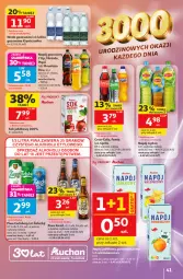Gazetka promocyjna Auchan - 30 Lat Hipermarket - Gazetka - ważna od 27.05 do 27.05.2026 - strona 41 - produkty: Piwo, Sok, Ser, Mirinda, Coca-Cola, Pepsi, Sok jabłkowy, Carlsberg, Lipton, Woda gazowana, Fanta, Woda, Sprite, Napój, Kozel, Fa