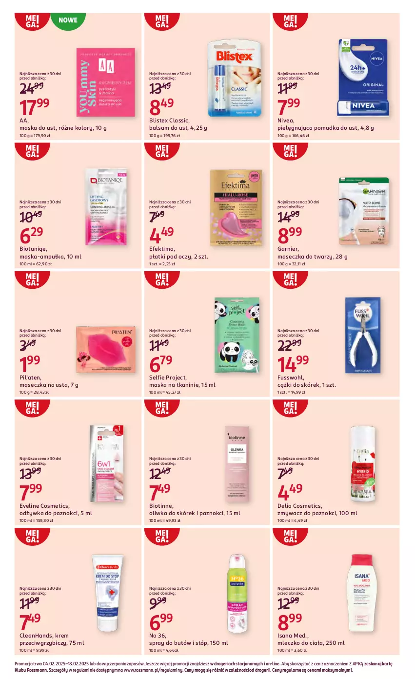 Gazetka promocyjna Rossmann - Od 4 Lutego - ważna 04.02 do 18.02.2025 - strona 9 - produkty: Balsam do ust, BIC, Cążki, Cążki do skórek, Eveline, Garnier, Isana, Maska, Mleczko, Mleczko do ciała, Nivea, Odżywka, Zmywacz do paznokci