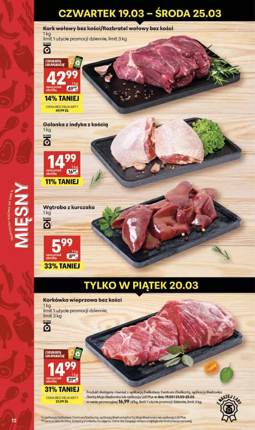 Gazetka promocyjna Delikatesy Centrum - Franczyza DC12 Czwartek - ważna 19.03 do 25.03.2026 - strona 12 - produkty: Golonka z indyka, Kark wołowy, Karkówka wieprzowa, Kurczak, Rozbratel wołowy, Rum