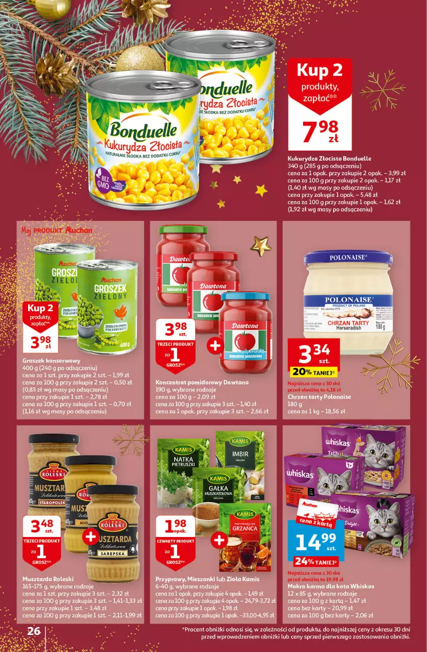 Gazetka promocyjna Auchan - Gazetka Magia Świąt Część 5 Hipermarket Auchan - ważna 14.12 do 23.12.2023 - strona 26 - produkty: Bonduelle, Chrzan, Fa, Kukurydza, Ocet, Ser