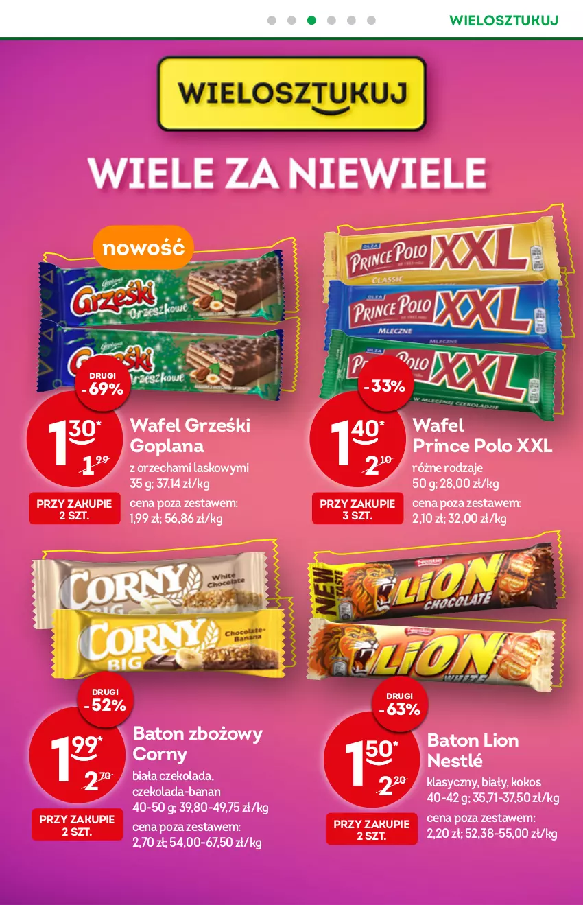 Gazetka promocyjna Żabka - ważna 28.09 do 04.10.2022 - strona 16 - produkty: Baton, Czekolada, Goplana, Grześki, Kokos, LANA, Lion, Nestlé, Prince Polo