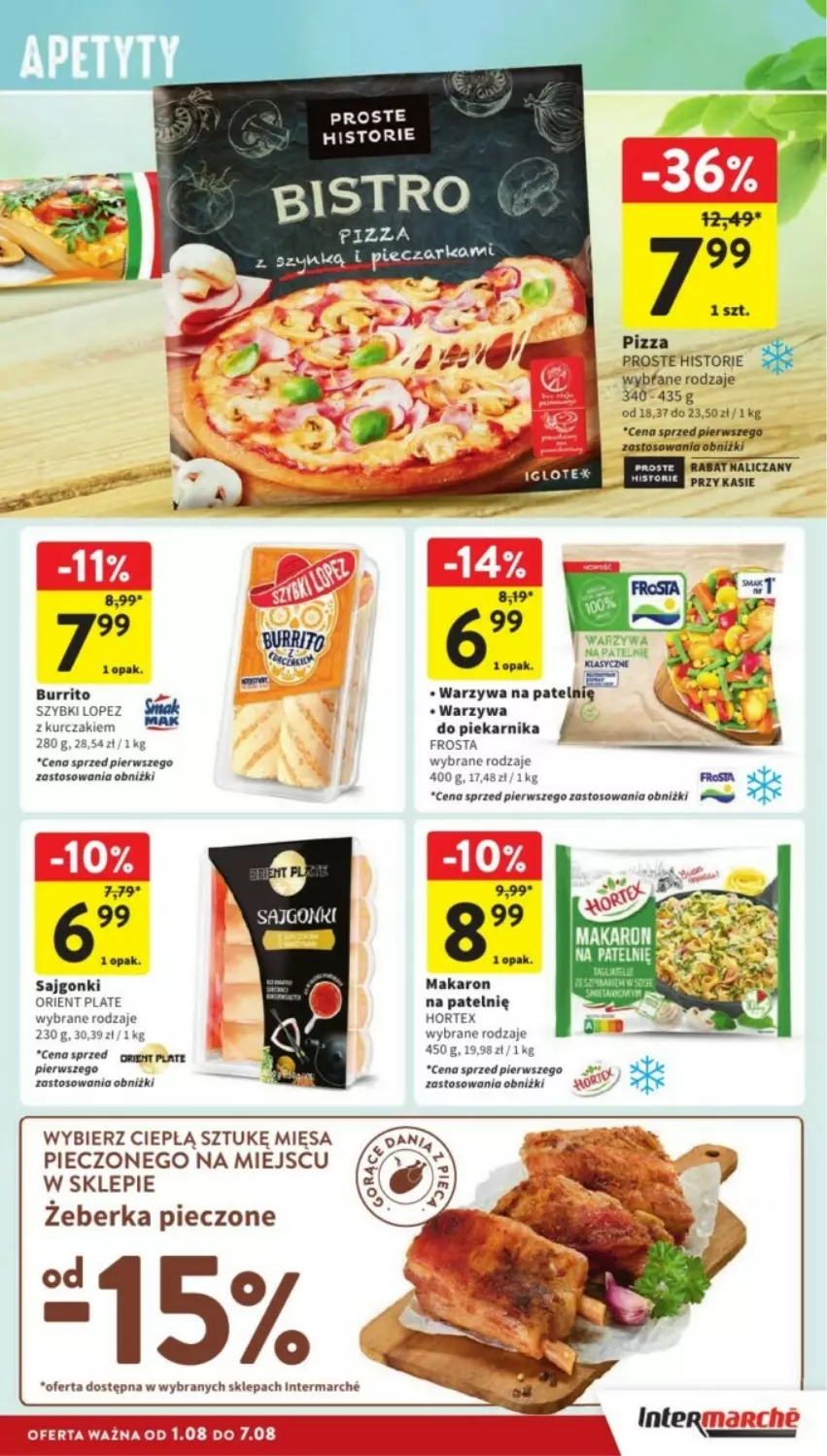 Gazetka promocyjna Intermarche - ważna 05.08 do 07.08.2024 - strona 13 - produkty: Fa, Frosta, Hortex, Kurczak, Makaron, Piec, Piekarnik, Pizza, Sajgonki, Warzywa