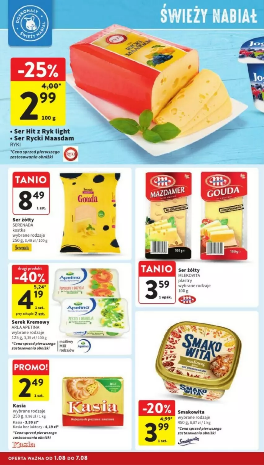 Gazetka promocyjna Intermarche - ważna 05.08 do 07.08.2024 - strona 16 - produkty: Kasia, Maasdam, Mleko, Mlekovita, Ser, Serek