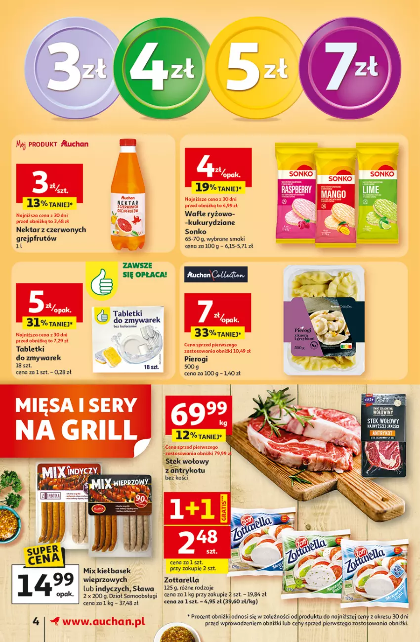 Gazetka promocyjna Auchan - 30 Lat Supermarket - ważna 29.04 do 06.05.2026 - strona 4 - produkty: Grejpfrut, Grill, Nektar, Ryż, Ser, Stek, Stek wołowy, Tablet, Wafle, Zott, Zottarella