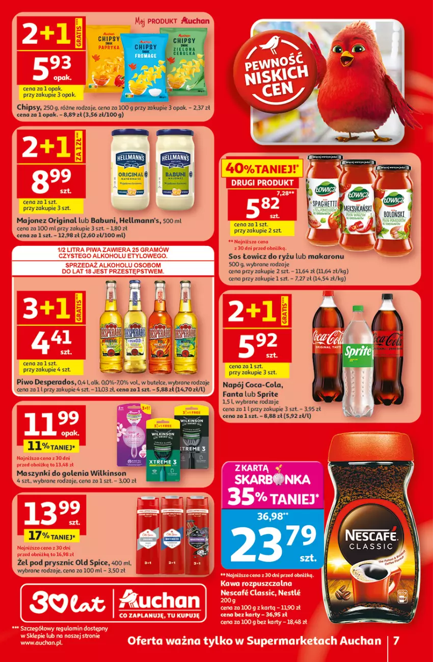 Gazetka promocyjna Auchan - 30 Lat Supermarket - ważna 29.04 do 06.05.2026 - strona 7 - produkty: Babuni, Chipsy, Desperados, Fa, Fanta, Gin, LG, Majonez, Makaron, Old Spice, Piwo, Ryż, Sos, Sprite