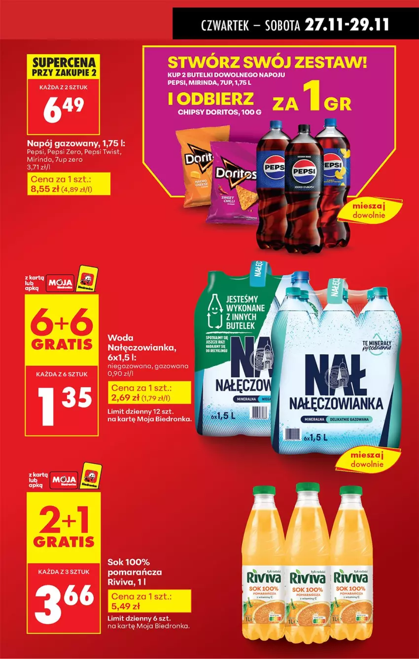 Gazetka promocyjna Biedronka - Od Czwartku - ważna 27.11 do 03.12.2025 - strona 15 - produkty: 7up, Mirinda, Nałęczowianka, Napój, Napój gazowany, Pepsi, Sok, Woda