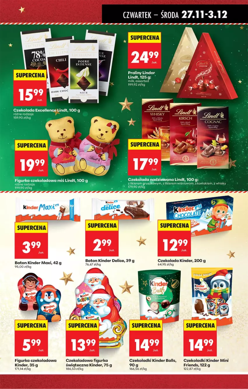 Gazetka promocyjna Biedronka - Od Czwartku - ważna 27.11 do 03.12.2025 - strona 49 - produkty: Czekolada, Czekolada nadziewana, Kinder, Likier, Lindor, Lindt, Praliny, Whisky