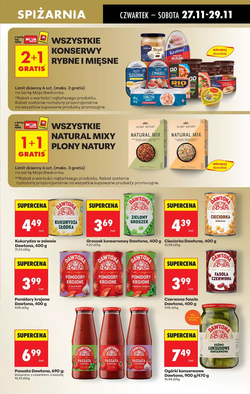 Gazetka promocyjna Biedronka - Od Czwartku - ważna 27.11 do 03.12.2025 - strona 63 - produkty: Bazyl, Cieciorka, Dawtona, Fa, Fasola, Gatta, Gra, Gres, Groszek, Kukurydza, Ogórki konserwowe, Orka, Pomidory, Pomidory krojone, Por, Ser