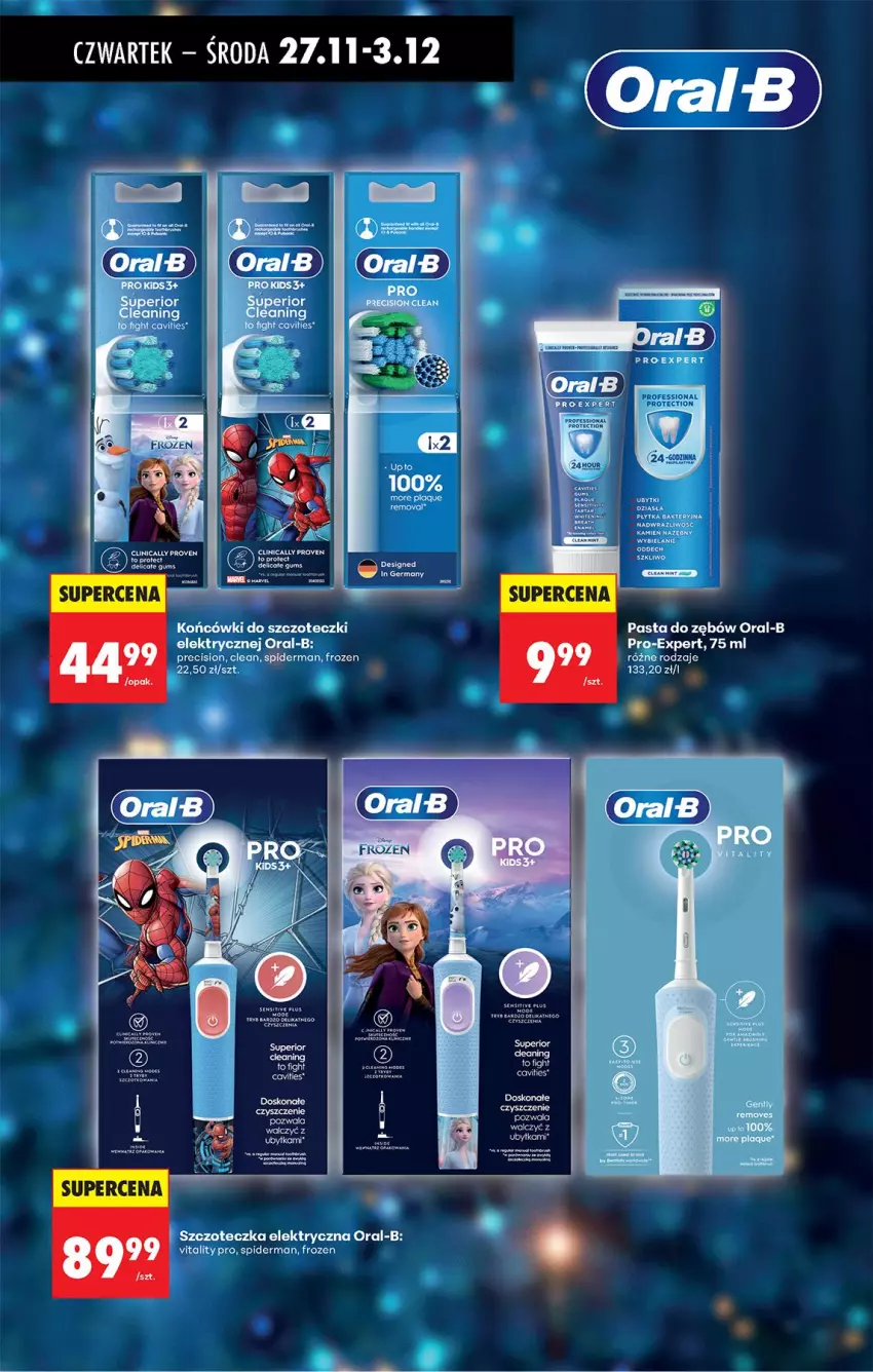 Gazetka promocyjna Biedronka - Od Czwartku - ważna 27.11 do 03.12.2025 - strona 79 - produkty: Fa, Frozen, Gala, Końcówki do szczoteczk, Pasta do zębów, Płytka, Pur, Spiderman, Szczoteczka