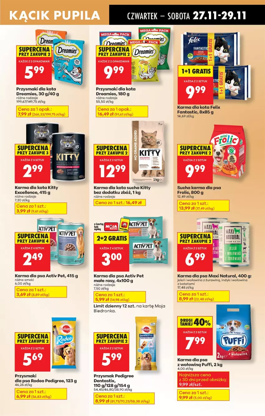 Gazetka promocyjna Biedronka - Od Czwartku - ważna 27.11 do 03.12.2025 - strona 83 - produkty: Fa, Fanta, Felix, Pedigree, Przysmaki, Puf, Sucha karma, Wołowina