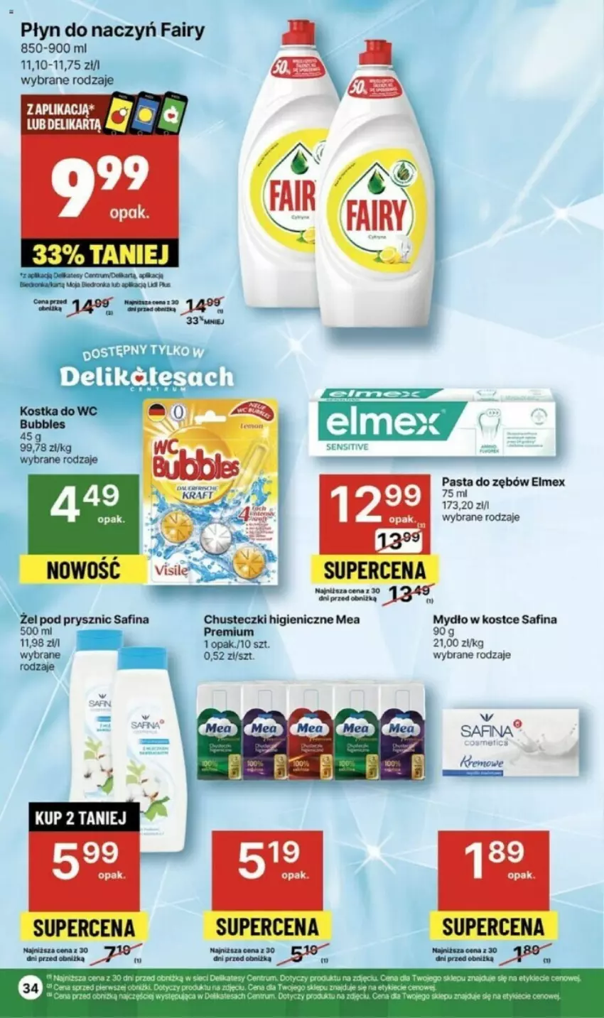 Gazetka promocyjna Delikatesy Centrum - ważna 06.06 do 12.06.2024 - strona 28 - produkty: Chusteczki, Elmex, Fa, Fairy, Mydło, Pasta do zębów