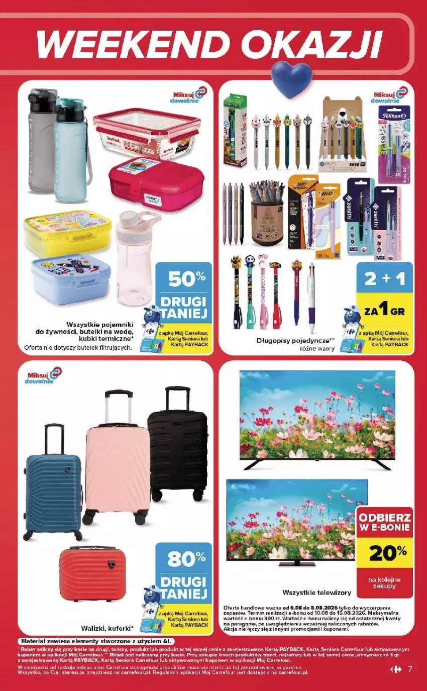 Gazetka promocyjna Carrefour - Gazetka Carrefour, Market w SUMIE od czwartku WEEKEND OKAZJI - ważna 06.08 do 08.08.2026 - strona 7 - produkty: Długopis, Fa, Olej, Pojemnik, Telewizor, Telewizory