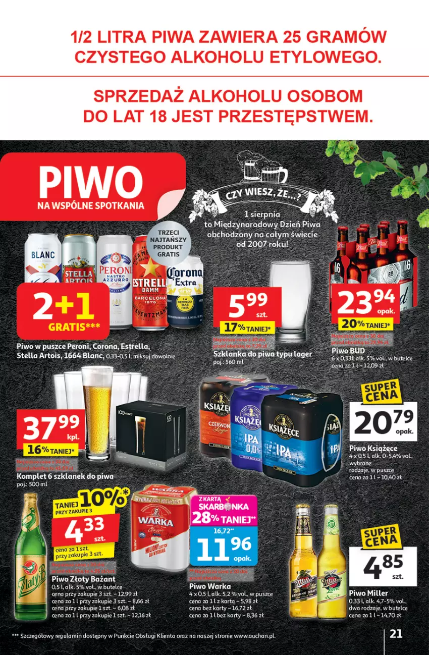 Gazetka promocyjna Auchan - Pewność niskich cen Hipermarket - ważna 31.07 do 06.08.2025 - strona 21 - produkty: Fa, Gra, Książęce, Olej, Piwa, Piwo, Szklanka, Warka
