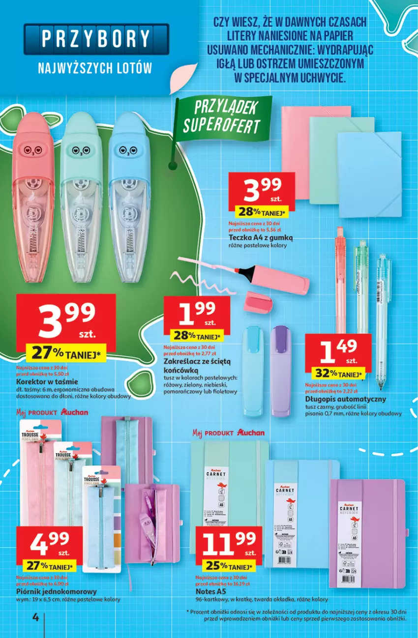Gazetka promocyjna Auchan - Pewność niskich cen Hipermarket - ważna 31.07 do 06.08.2025 - strona 4 - produkty: Długopis, Papier, Piórnik, Tusz