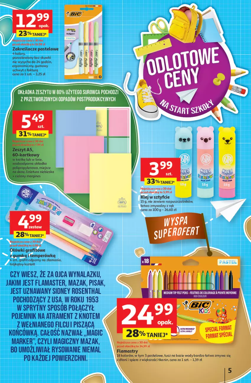 Gazetka promocyjna Auchan - Pewność niskich cen Hipermarket - ważna 31.07 do 06.08.2025 - strona 5 - produkty: Fa, Flamastry, Gin, Gra, Klej, Marker, Pojemnik, Por, Tusz