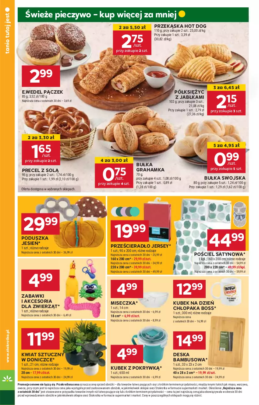 Gazetka promocyjna Stokrotka - Market - ważna 19.09 do 25.09.2024 - strona 14 - produkty: Bułka, Bułka grahamka, Gra, Hot dog, HP, Jabłka, Kubek, Miseczka, Pączek, Piec, Pieczywo, Poduszka, Pościel, Prześcieradło