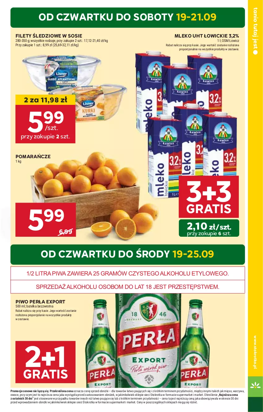 Gazetka promocyjna Stokrotka - Market - ważna 19.09 do 25.09.2024 - strona 3 - produkty: Gra, HP, Mleko, Perła, Piwa, Piwo, Pomarańcze, Por, Sos