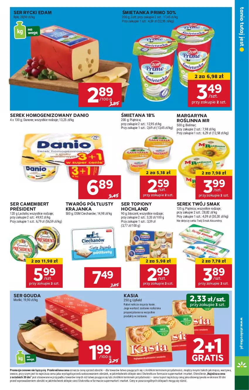 Gazetka promocyjna Stokrotka - Market - ważna 19.09 do 25.09.2024 - strona 9 - produkty: Camembert, Danio, Edam, Gouda, Gra, Hochland, HP, Kasia, Margaryna, Président, Rycki Edam, Ser, Ser topiony, Serek, Serek homogenizowany, Top, Twaróg, Twaróg półtłusty, Twój Smak