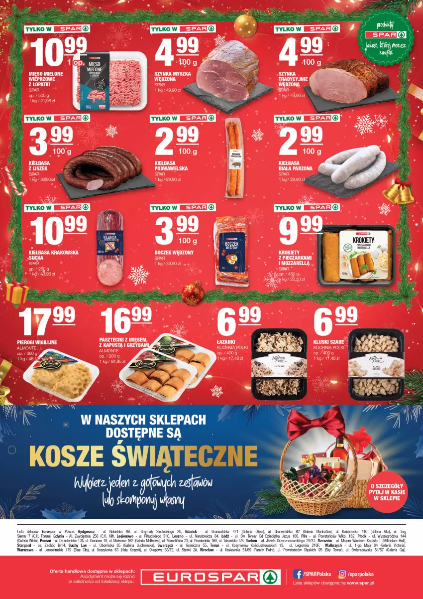 Gazetka promocyjna Spar - EuroSpar - ważna 17.12 do 27.12.2023 - strona 4 - produkty: Boczek, Dzieci, Fa, Gra, Kiełbasa, Kosz, Krokiety, Kuchnia, Mięso, Mięso mielone, Monte, Mysz, Oliwa, Rum, Szynka, Wawel