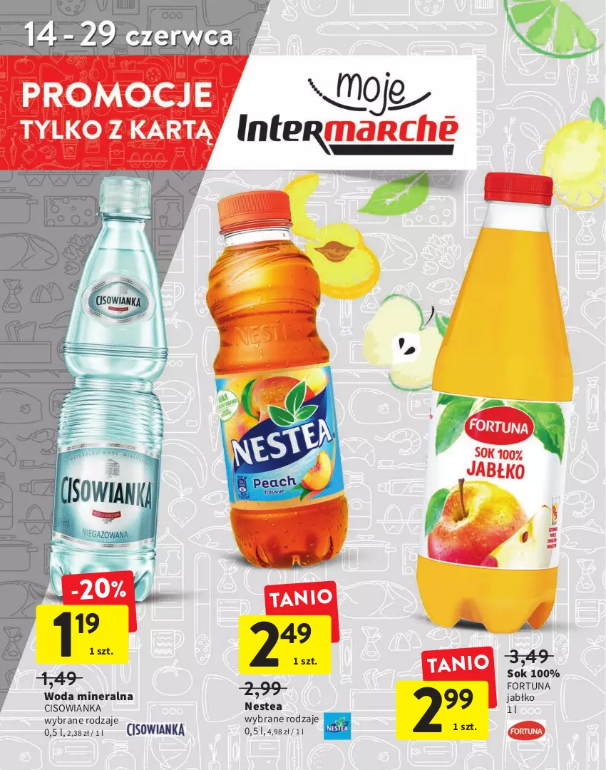 Gazetka promocyjna Intermarche - Promocje - ważna 14.06 do 29.06.2022 - strona 12 - produkty: Cisowianka, Fortuna, Nestea, Sok, Woda, Woda mineralna