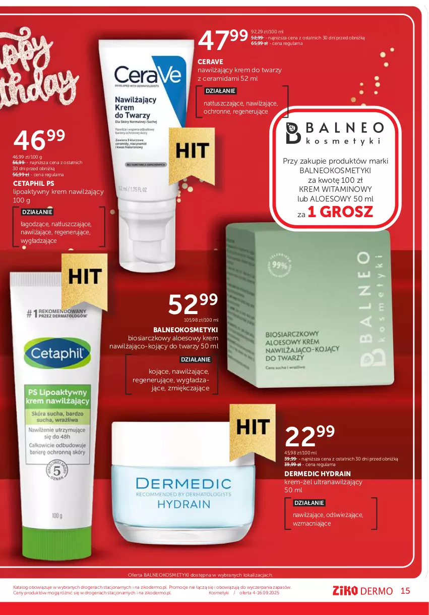 Gazetka promocyjna Ziko - Gazetka Ziko Dermo - ważna 04.09 do 16.09.2025 - strona 15 - produkty: CeraVe, Cetaphil, Dermedic, Krem do twarzy, Krem nawilżający, Tran