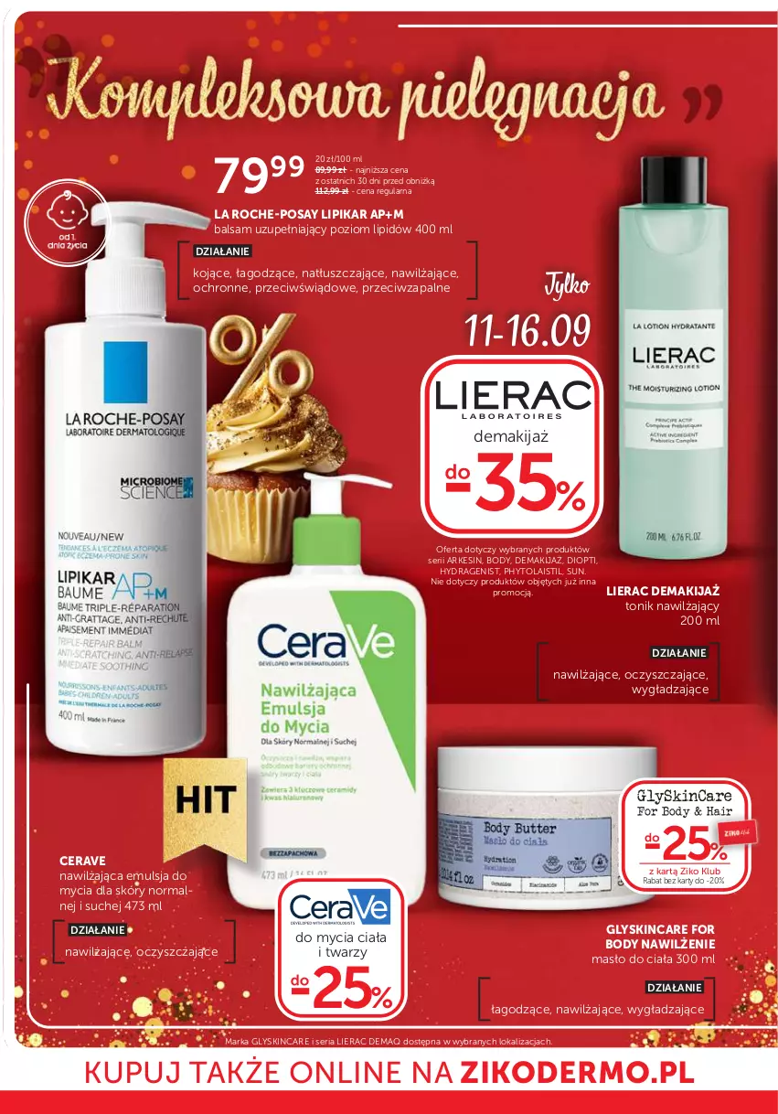 Gazetka promocyjna Ziko - Gazetka Ziko Dermo - ważna 04.09 do 16.09.2025 - strona 20 - produkty: Body, CeraVe, Emulsja, Emulsja do mycia, La Roche-Posay, Lierac, Lipikar, Makijaż, Masło, Masło do ciała, Phyto, Ser, Tonik