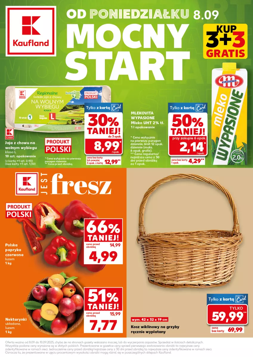 Gazetka promocyjna Kaufland - Mocny Start - ważna 08.09 do 10.09.2025 - strona 1 - produkty: Fa, Gra, Grzyby, Jaja, Kosz, Mleko, Mlekovita