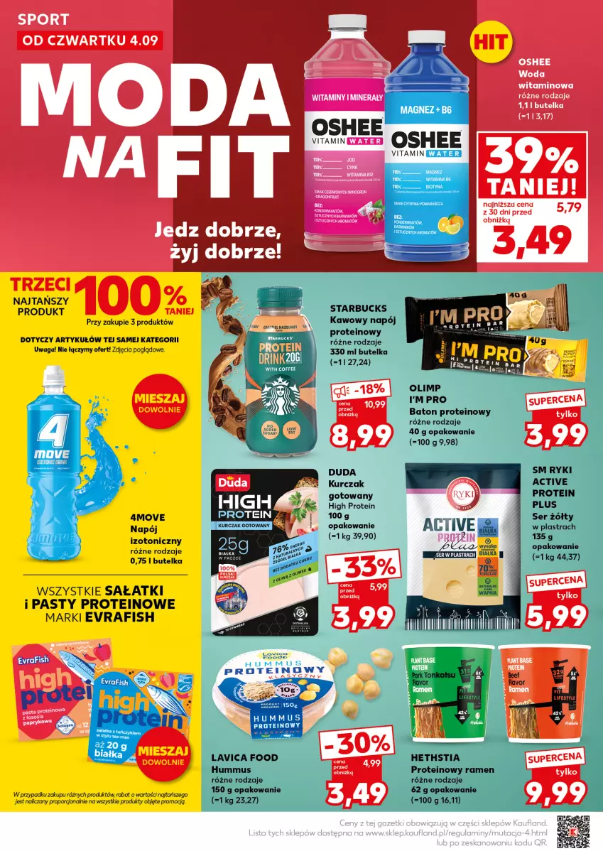 Gazetka promocyjna Kaufland - Mocny Start - ważna 08.09 do 10.09.2025 - strona 18 - produkty: Baton, Duda, Hummus, Kurczak, Moda, Mus, Napój, Napój izotoniczny, Oshee, Por, Sałat, Ser, Sport, Waga
