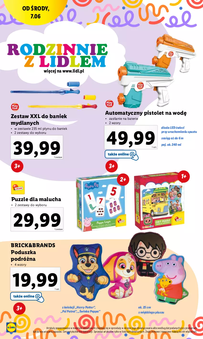 Gazetka promocyjna Lidl - GAZETKA - ważna 05.06 do 10.06.2023 - strona 24 - produkty: Harry Potter, Inka, Pistolet, Poduszka, Psi Patrol, Puzzle, Silan