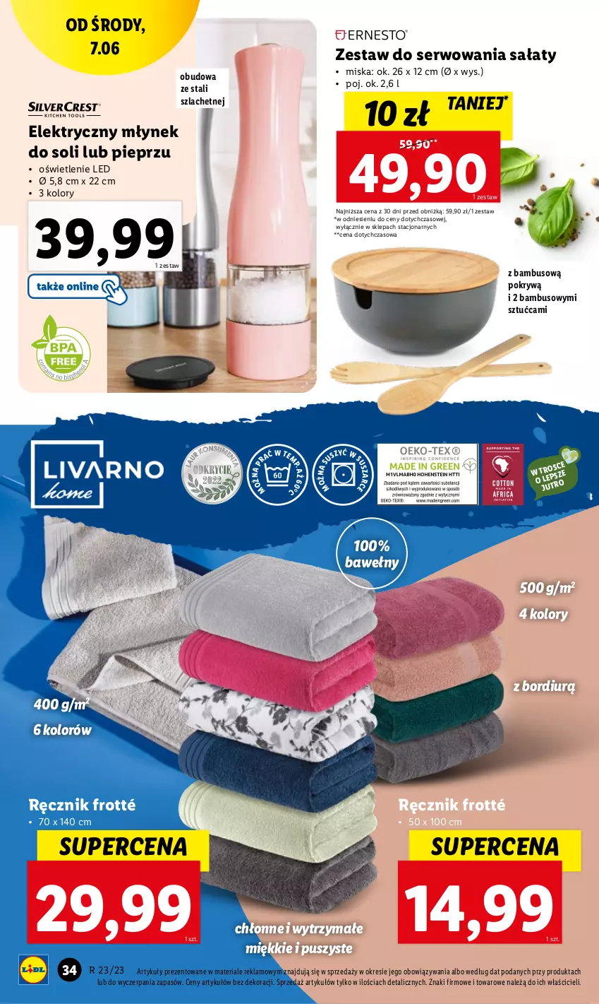 Gazetka promocyjna Lidl - GAZETKA - ważna 05.06 do 10.06.2023 - strona 42 - produkty: Miska, Młynek, Pieprz, Ręcznik, Sałat, Ser