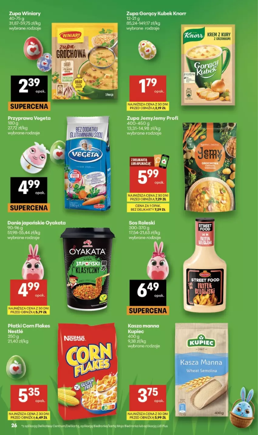 Gazetka promocyjna Delikatesy Centrum - Franczyza DC13 Czwartek - ważna 26.03 do 01.04.2026 - strona 26 - produkty: Corn flakes, Kasza, Knorr, Kubek, Kupiec, LG, Piec, Sos, Vegeta, Zupa