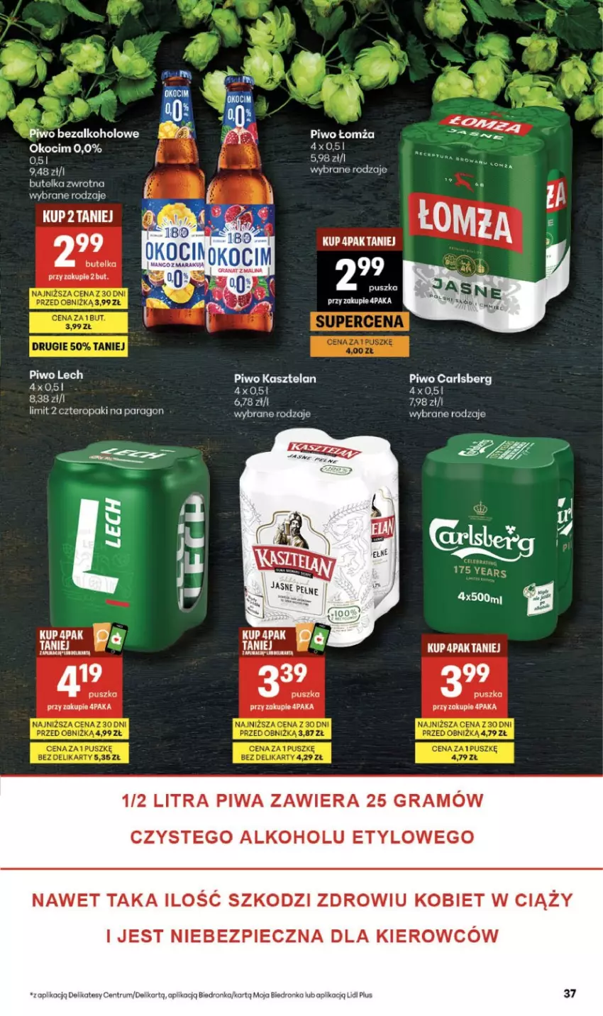 Gazetka promocyjna Delikatesy Centrum - Franczyza DC13 Czwartek - ważna 26.03 do 01.04.2026 - strona 37 - produkty: Carlsberg, Fa, Gra, Kasztelan, Koc, Okocim, Piec, Piwa, Piwo, Rum