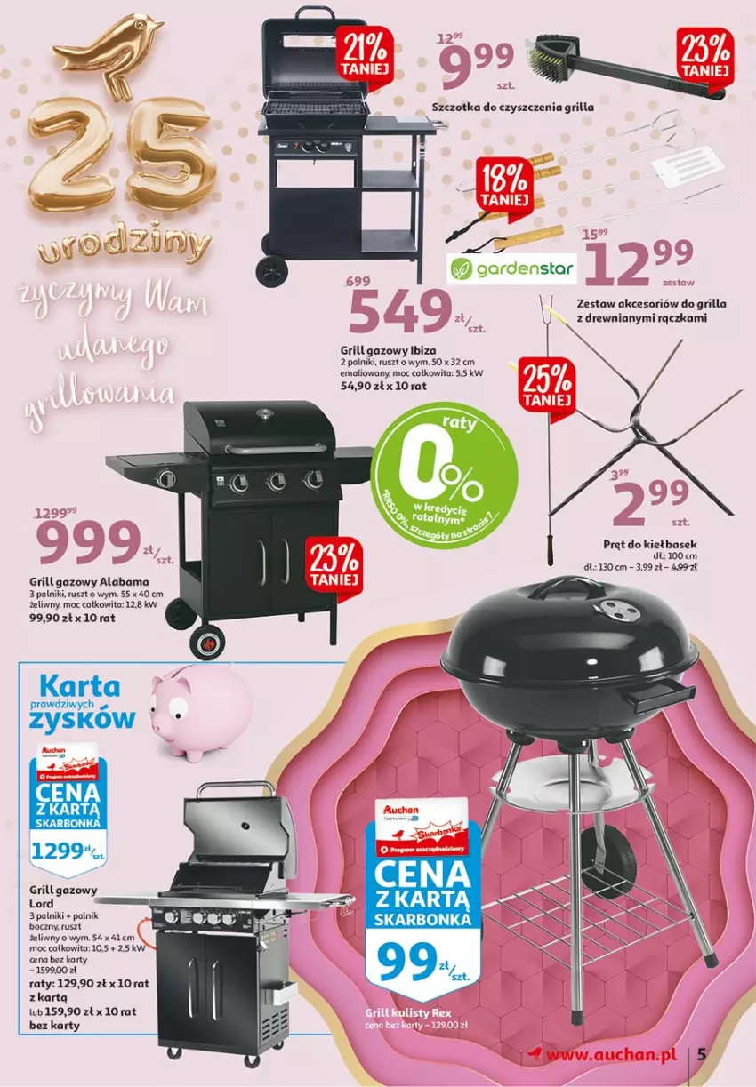 Gazetka promocyjna Auchan - 25 Urodziny – Życzymy wszystkiego kwitnącego - ważna 06.05 do 15.05.2021 - strona 5 - produkty: Grill, Grill gazowy, Szczotka