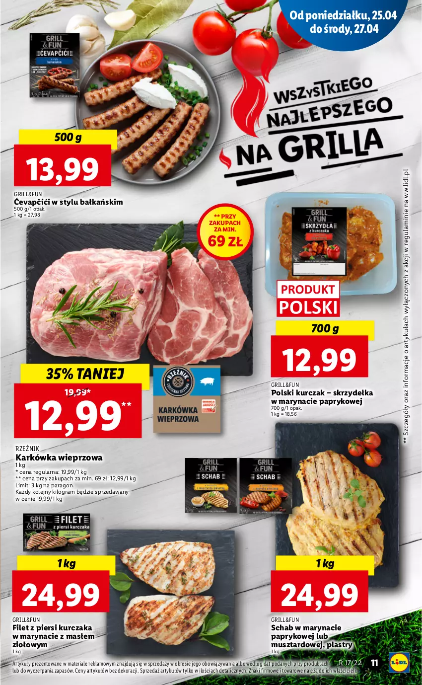 Gazetka promocyjna Lidl - GAZETKA - ważna 25.04 do 27.04.2022 - strona 11 - produkty: Filet z piersi kurczaka, Gra, Grill, Karkówka wieprzowa, Kurczak, Mus, Olej