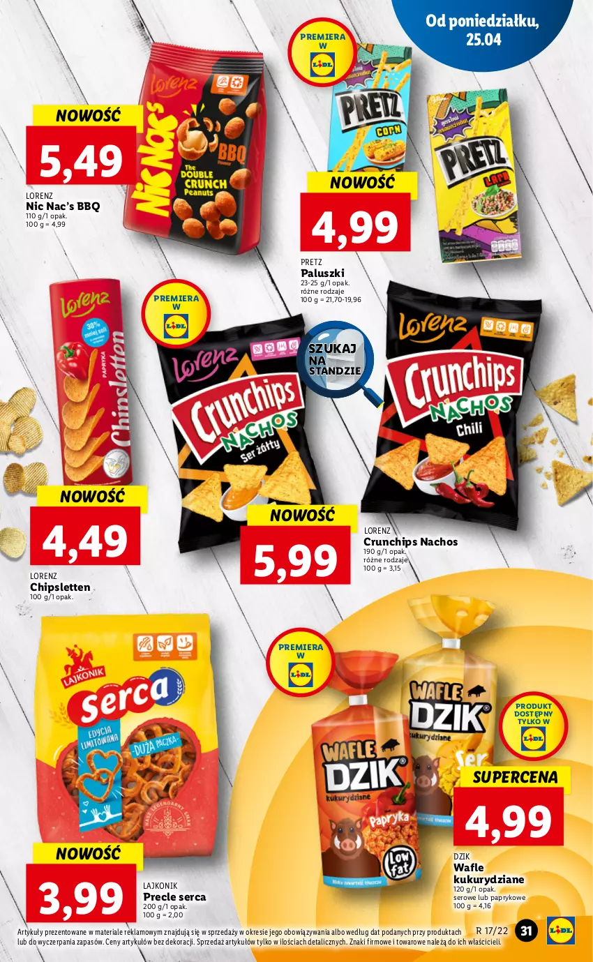 Gazetka promocyjna Lidl - GAZETKA - ważna 25.04 do 27.04.2022 - strona 31 - produkty: Crunchips, Lajkonik, Lorenz, Precle, Ser