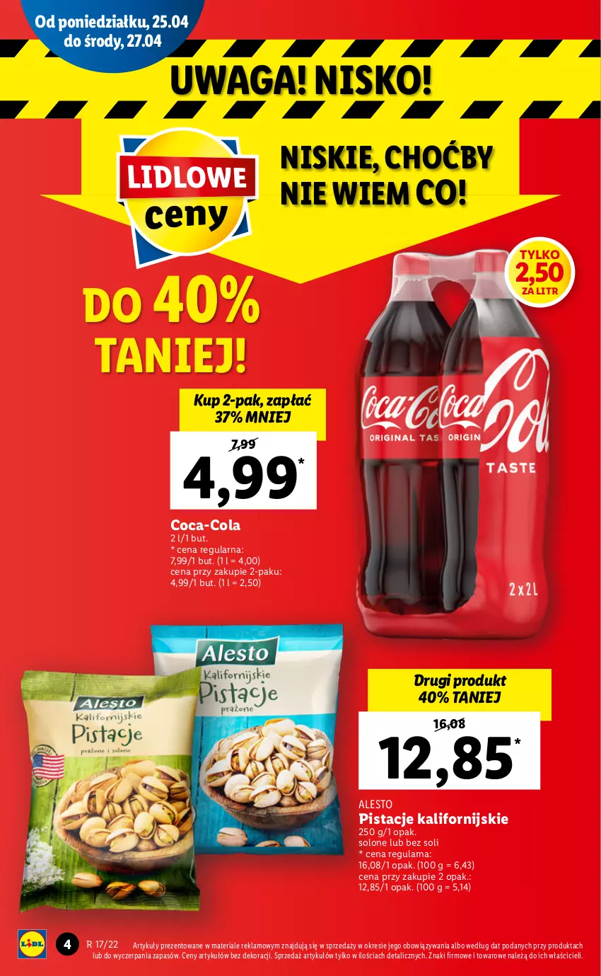 Gazetka promocyjna Lidl - GAZETKA - ważna 25.04 do 27.04.2022 - strona 4 - produkty: Coca-Cola, Pistacje, Waga