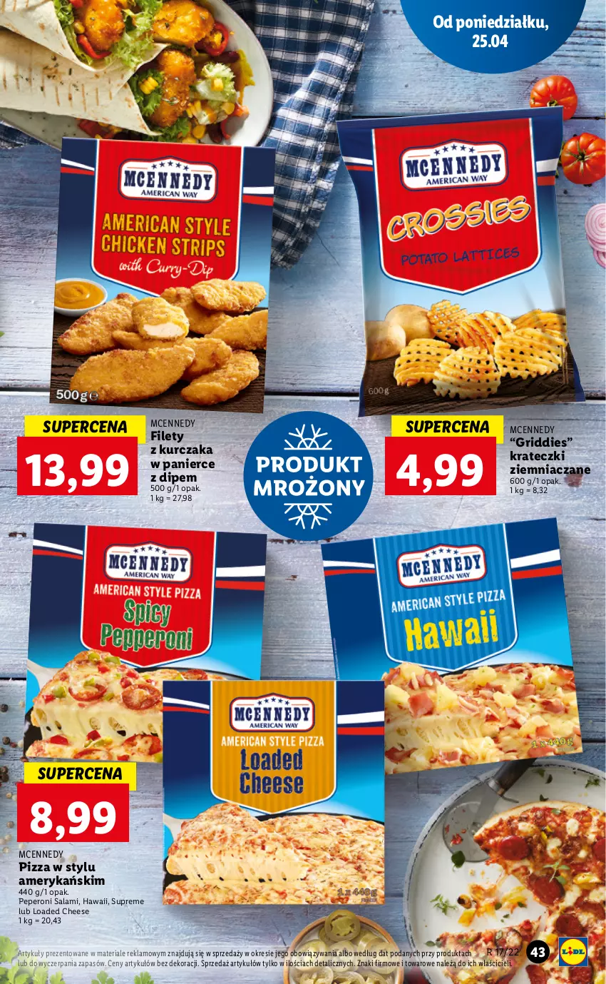 Gazetka promocyjna Lidl - GAZETKA - ważna 25.04 do 27.04.2022 - strona 43 - produkty: GRID, Kurczak, Pizza, Salami