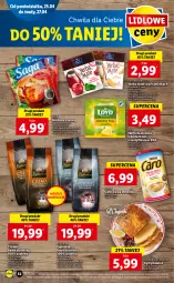 Gazetka promocyjna Lidl - GAZETKA - Gazetka - ważna od 27.04 do 27.04.2022 - strona 52 - produkty: Torebka, Kawa zbożowa, Cukier, Kawa ziarnista, Bell, Saga, Kawa, Herbata czarna, Loyd, Bella, Herbata, Nestlé, Fa